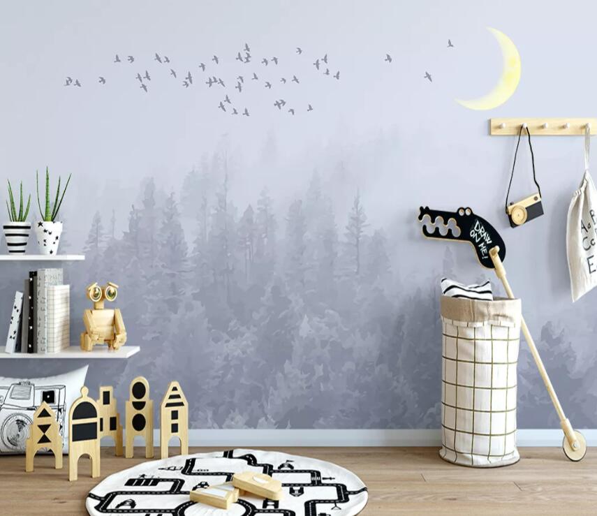 3D Foggy Forest WC49 Wall Murals Wallpaper AJ Wallpaper 2 