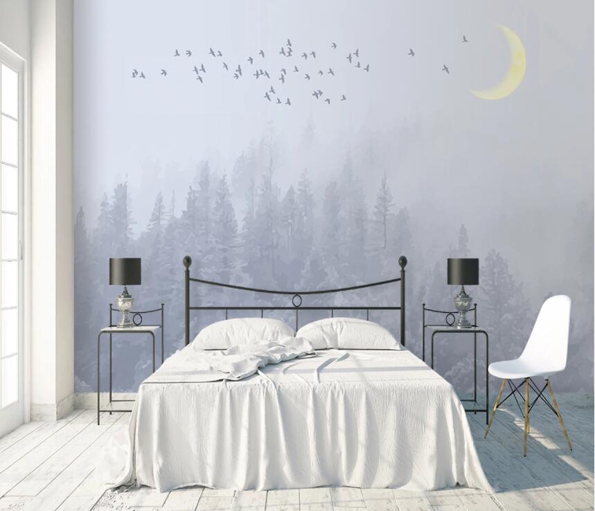 3D Foggy Forest WC49 Wall Murals Wallpaper AJ Wallpaper 2 