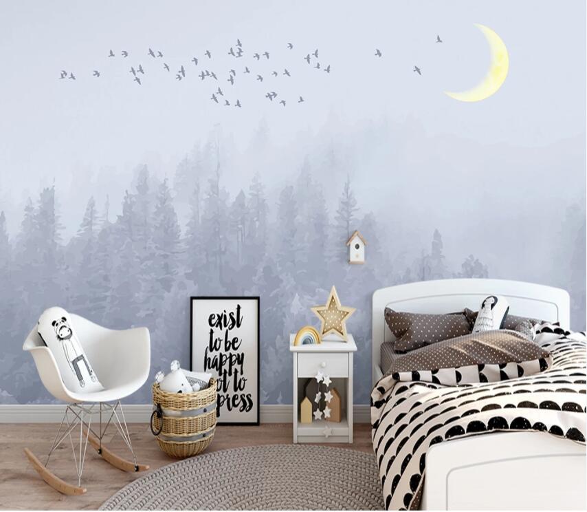 3D Forest Fog Moon WG922 Wall Murals