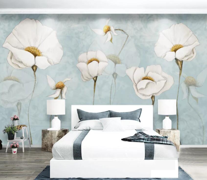 3D White Flower WG784 Wall Murals