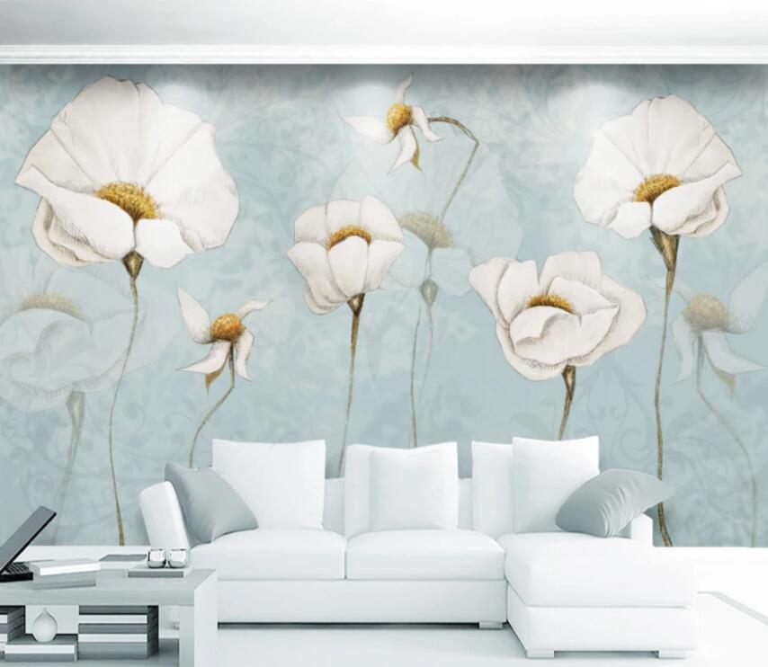 3D White Flower WG784 Wall Murals