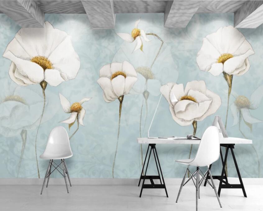 3D White Flower WG784 Wall Murals