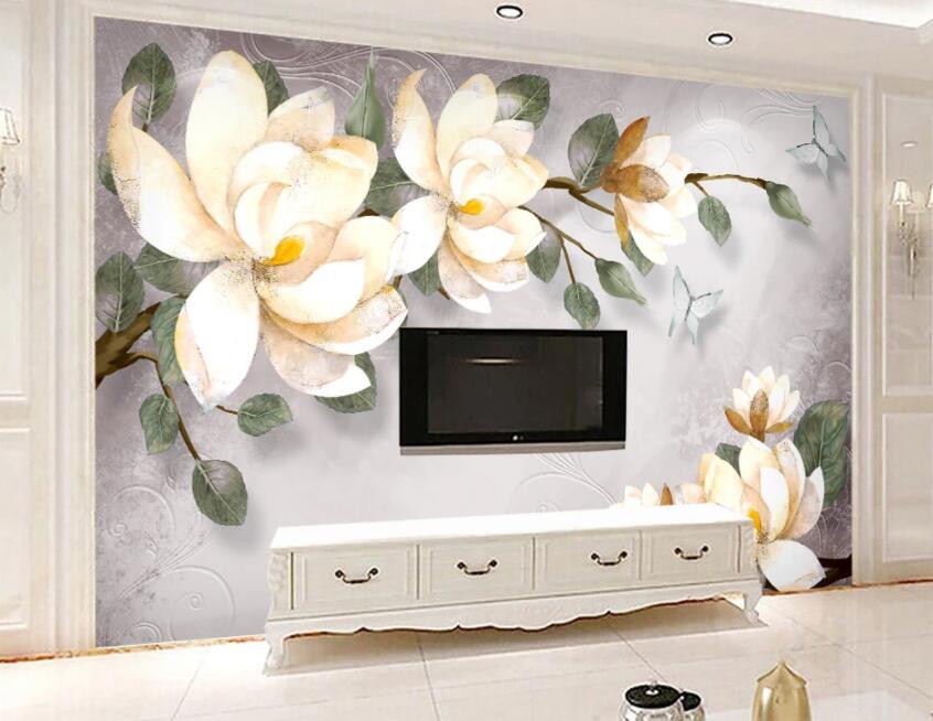 3D White Flowers 572 Wall Murals Wallpaper AJ Wallpaper 2 