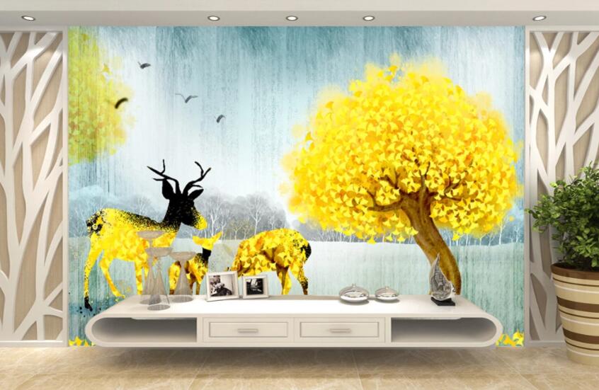 3D Golden Fawn 176 Wall Murals Wallpaper AJ Wallpaper 2 