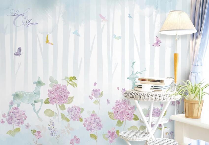 3D Flower Fawn 637 Wall Murals Wallpaper AJ Wallpaper 2 