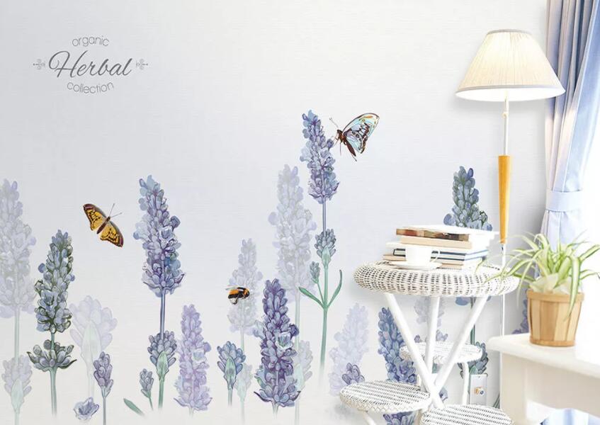 3D Purple Flower Butterfly 632 Wall Murals Wallpaper AJ Wallpaper 2 