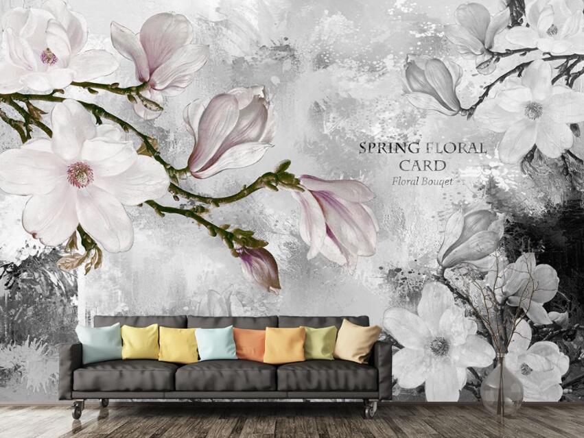 3D White Flowers 569 Wall Murals Wallpaper AJ Wallpaper 2 