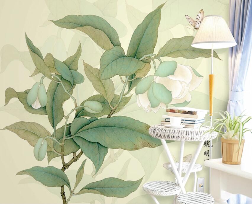 3D Painted Leaves WG740 Wall Murals