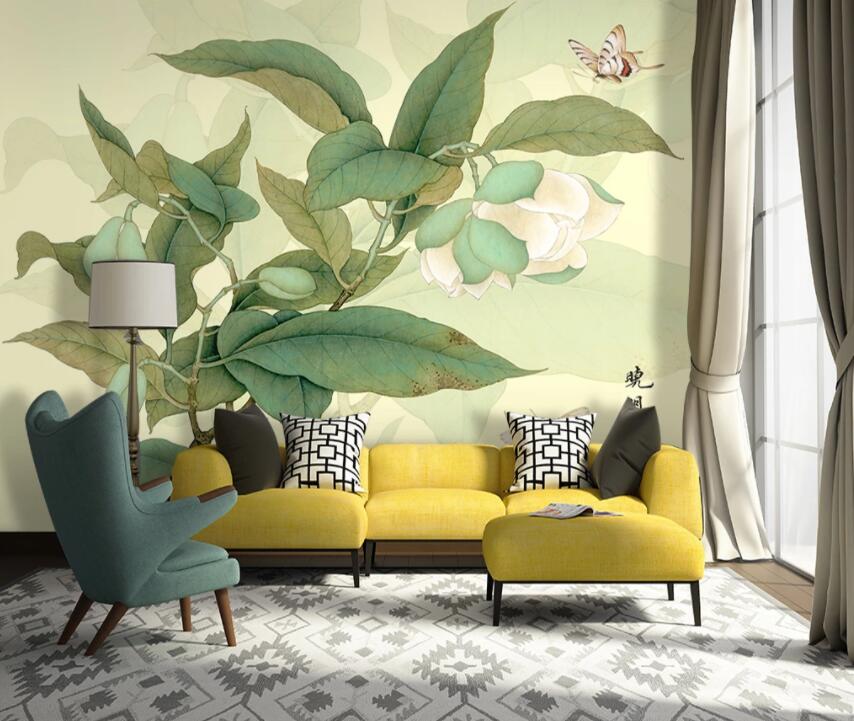 3D Painted Leaves WG740 Wall Murals