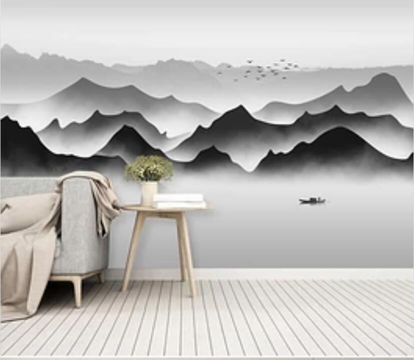 3D Bird Fog Mountain WG1285 Wall Murals