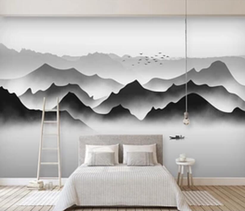 3D Bird Fog Mountain WG1285 Wall Murals