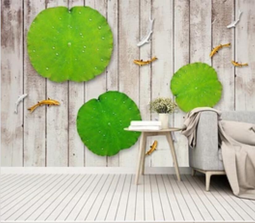 3D Lotus Leaf Fish WG1191 Wall Murals