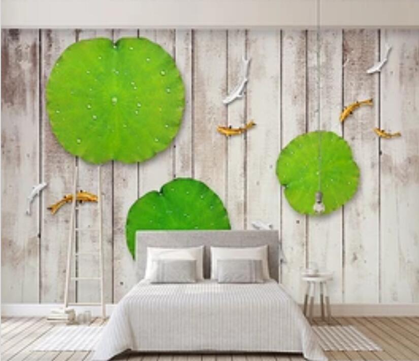 3D Lotus Leaf Fish WG1191 Wall Murals