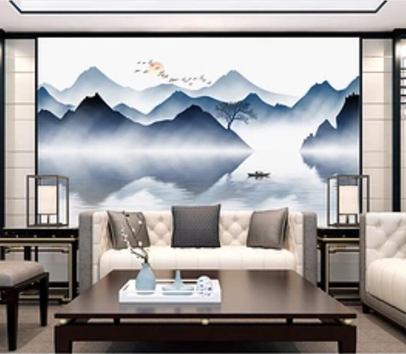 3D Reflection Boat WG879 Wall Murals