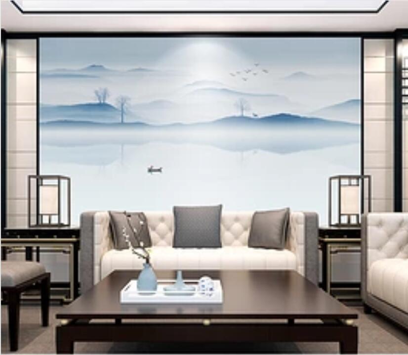 3D Calm Lake Boat WG855 Wall Murals