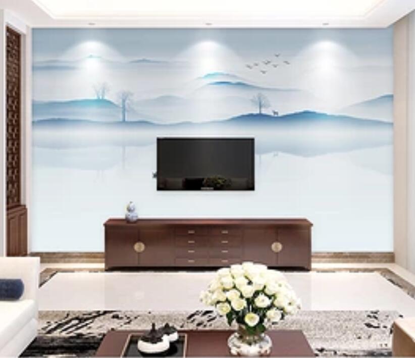 3D Calm Lake Boat WG855 Wall Murals