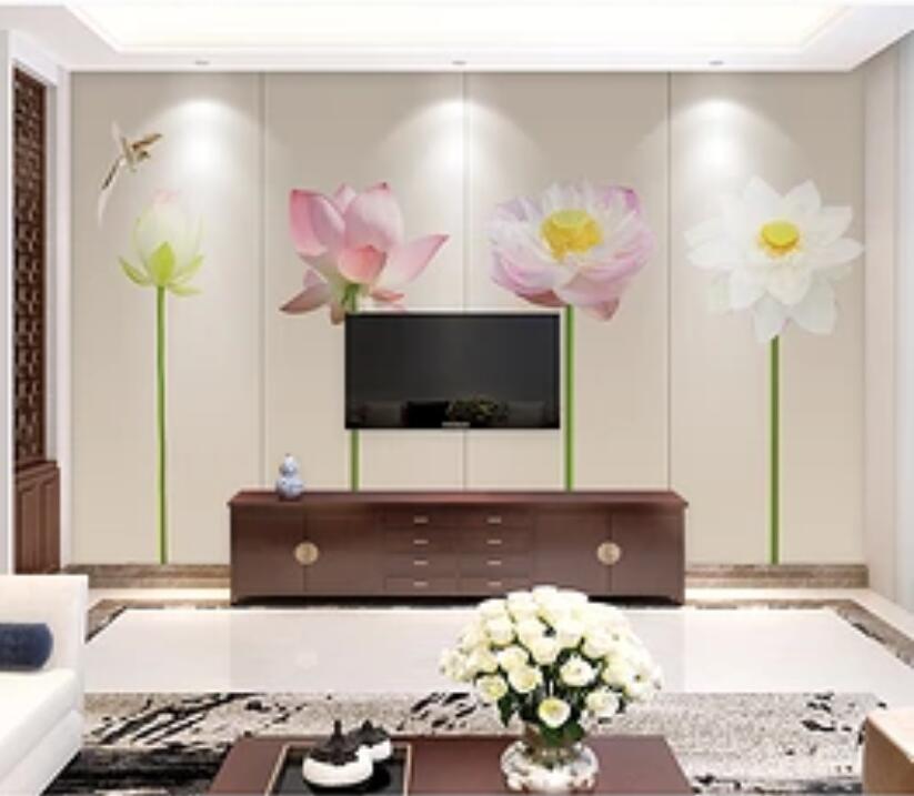 3D Colorful Lotus WC10 Wall Murals Wallpaper AJ Wallpaper 2 