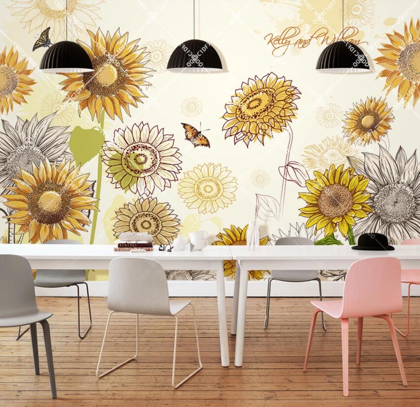 3D Sunflower 391 Wall Murals Wallpaper AJ Wallpaper 2 