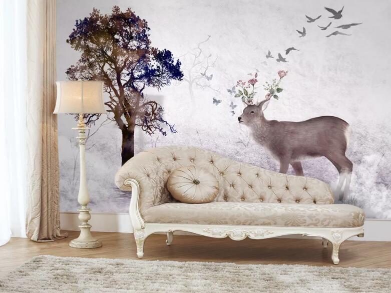 3D Deer Forest 281 Wall Murals Wallpaper AJ Wallpaper 2 