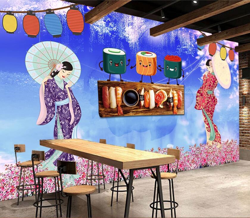 3D Woman Sushi WC2641 Wall Murals
