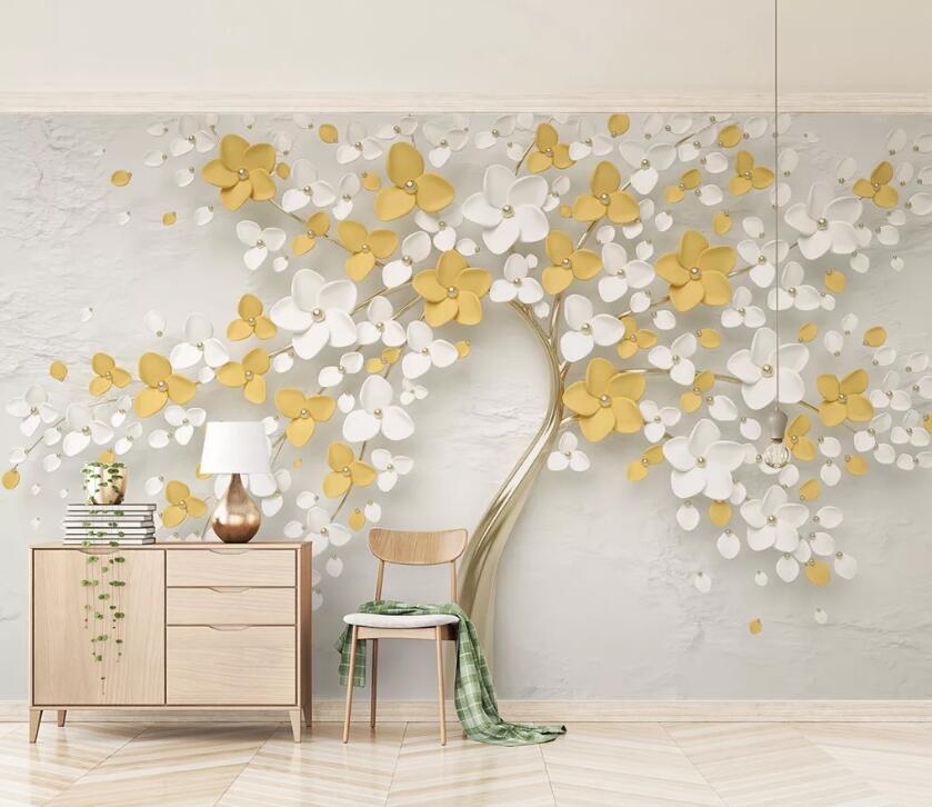 3D Pearl Flower WC2595 Wall Murals