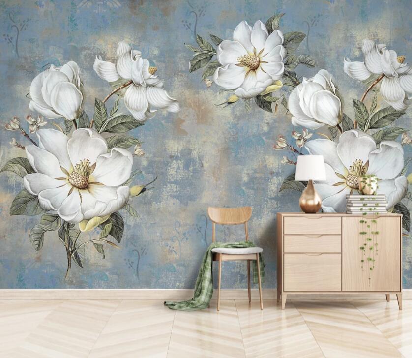 3D White Flower WC2545 Wall Murals