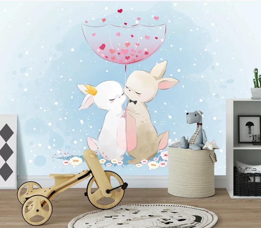 3D Umbrella Rabbit WC2525 Wall Murals