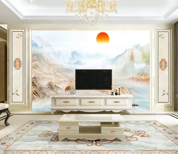 3D Sun Lake Water WC2461 Wall Murals