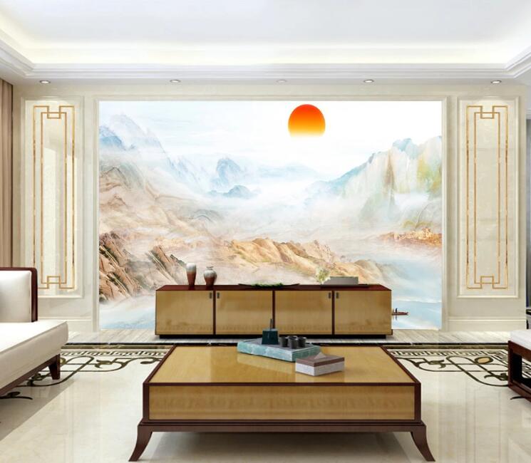 3D Sun Lake Water WC2461 Wall Murals