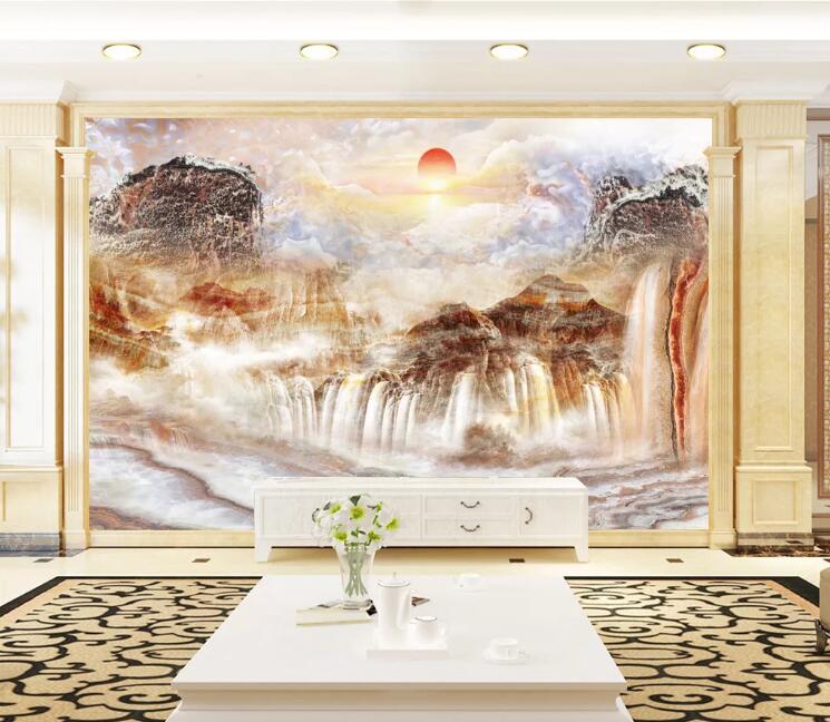 3D Mountain Waterfall WC2458 Wall Murals