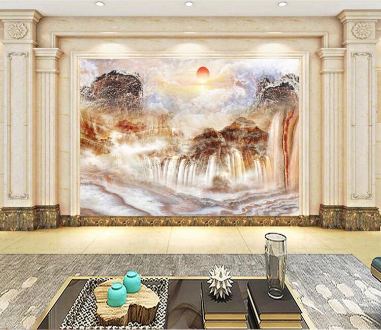 3D Mountain Waterfall WC2458 Wall Murals