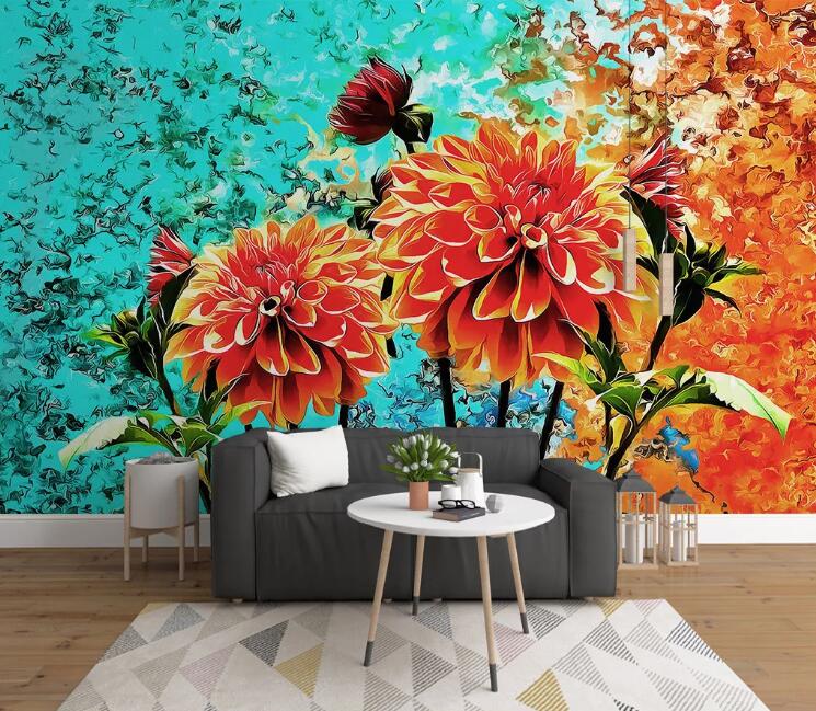 3D Red Peony WC2453 Wall Murals