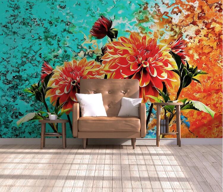 3D Red Peony WC2453 Wall Murals