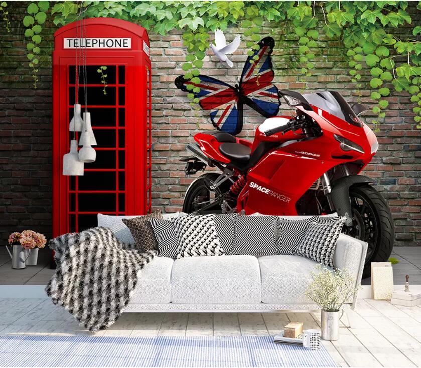 3D Telephone Booth WC2439 Wall Murals