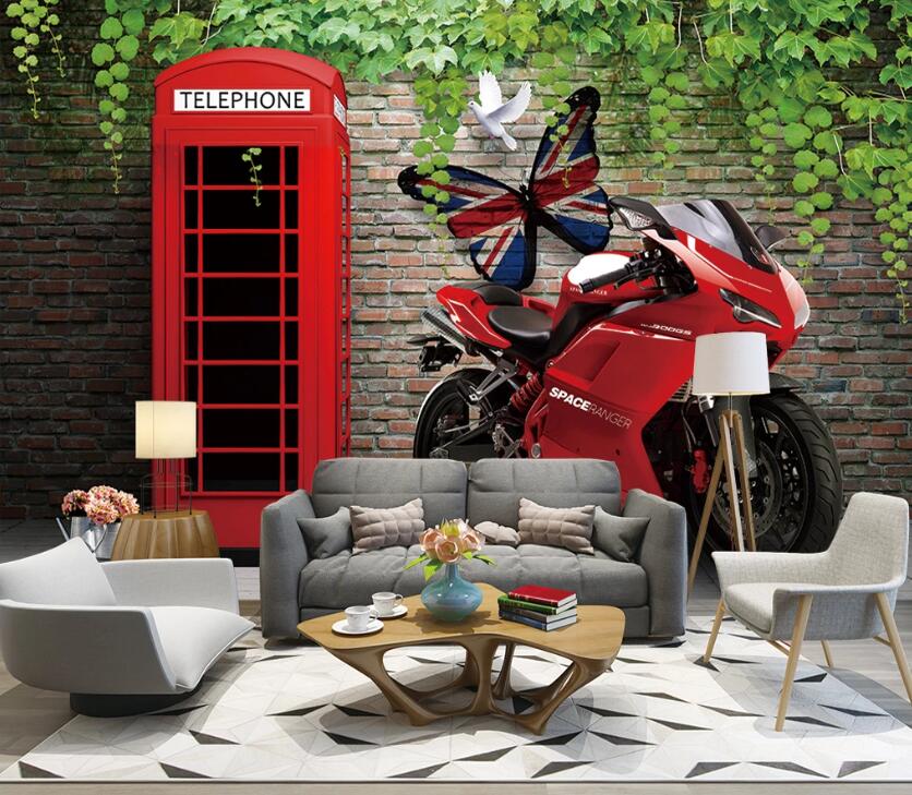 3D Telephone Booth WC2439 Wall Murals