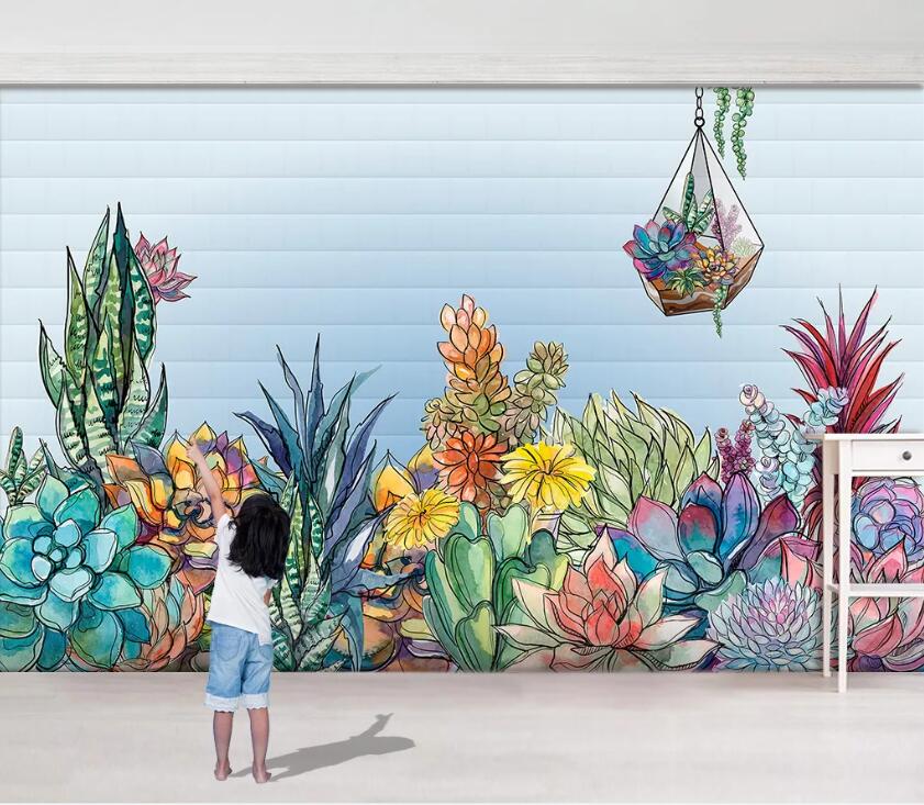 3D Succulents Color WC2426 Wall Murals