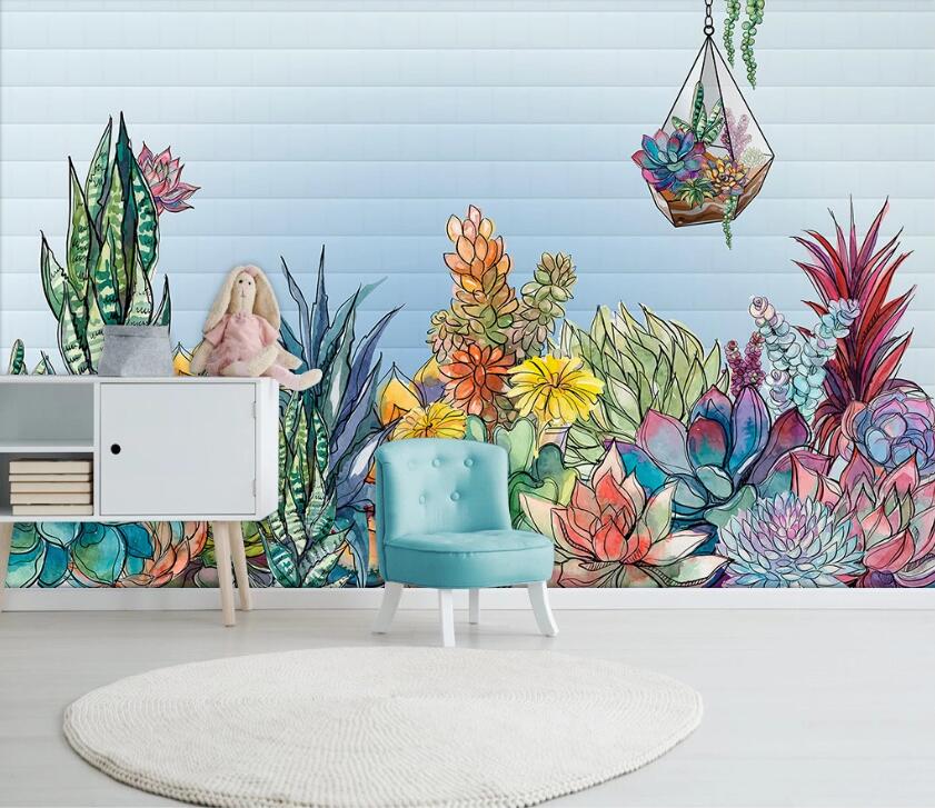 3D Succulents Color WC2426 Wall Murals