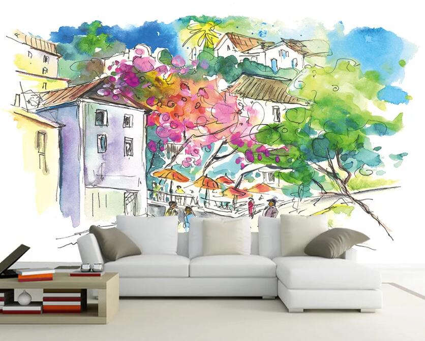 3D House Tree WC2416 Wall Murals