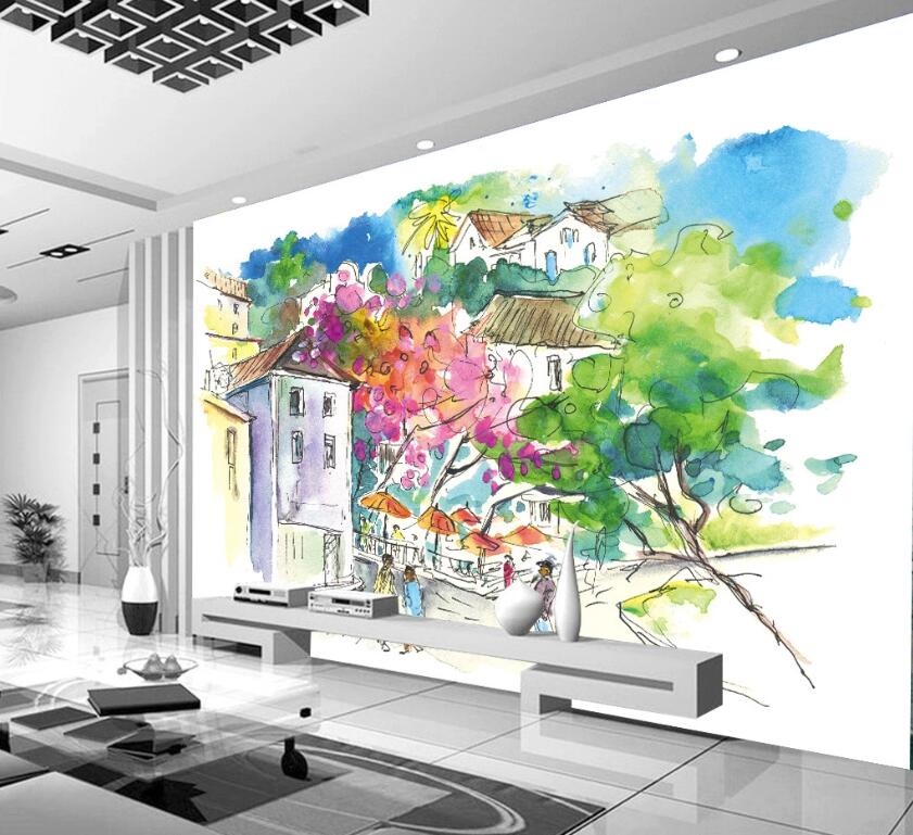 3D House Tree WC2416 Wall Murals