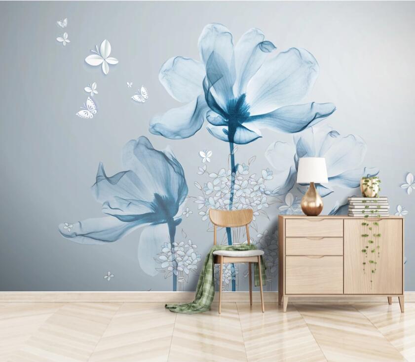 3D Blue Transparent WC2382 Wall Murals