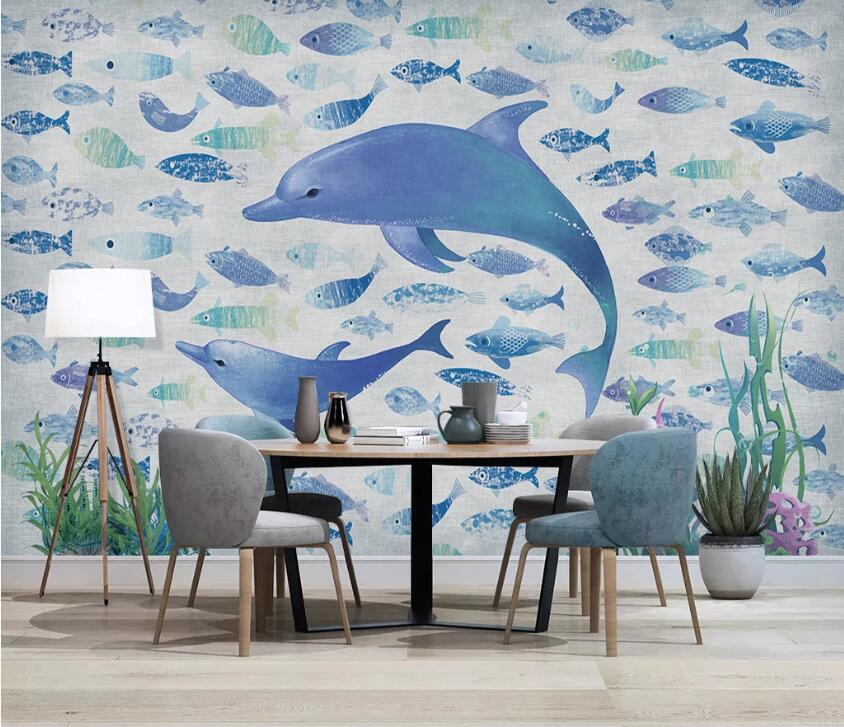 3D Blue Whale WC45 Wall Murals Wallpaper AJ Wallpaper 2 