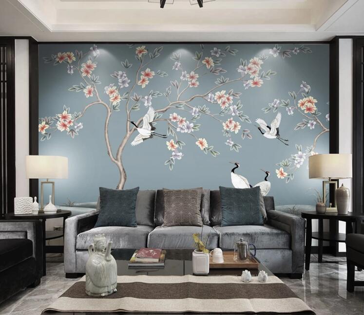 3D White Crane WC2347 Wall Murals