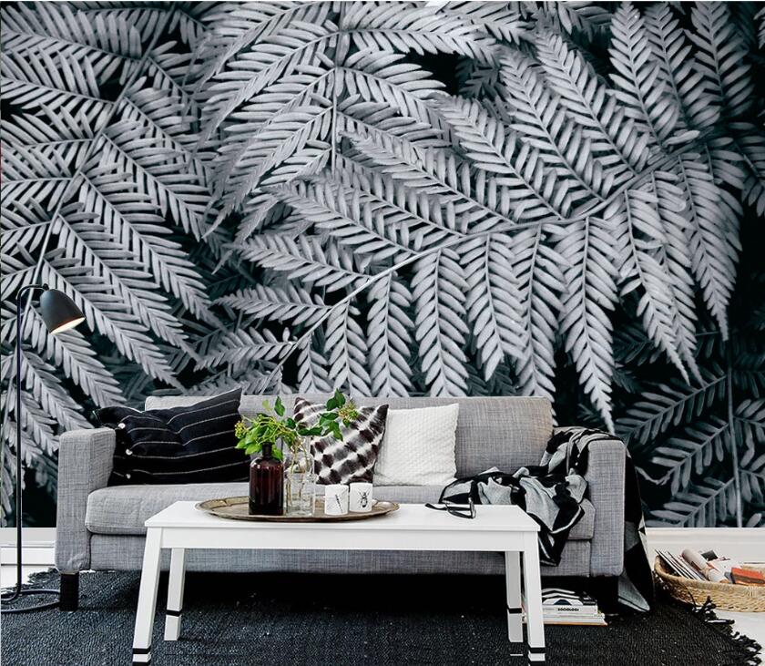 3D Black Leaves WC2306 Wall Murals