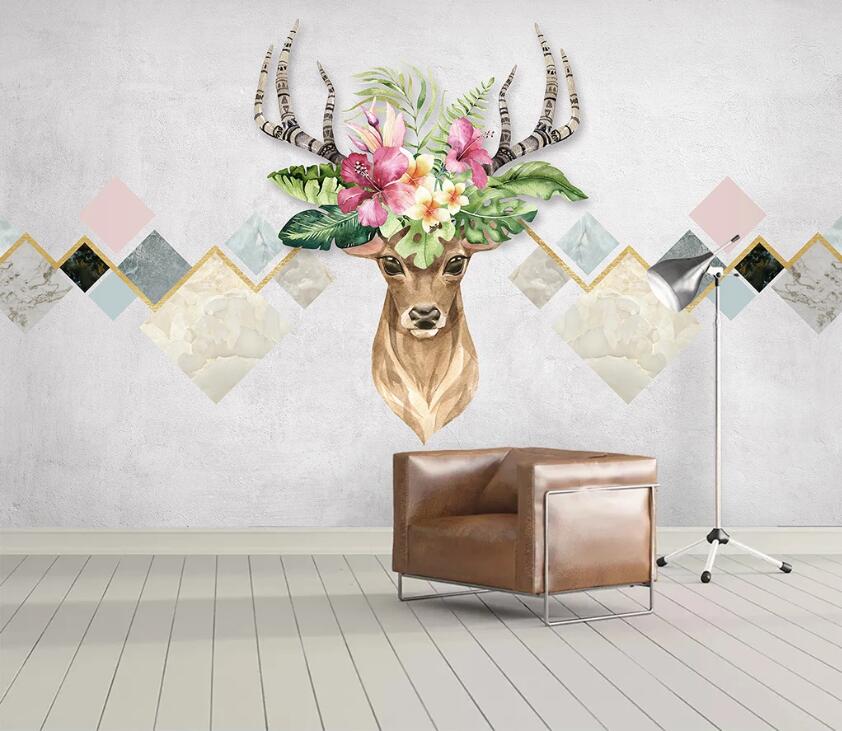 3D Geometric Elk WC62 Wall Murals Wallpaper AJ Wallpaper 2 