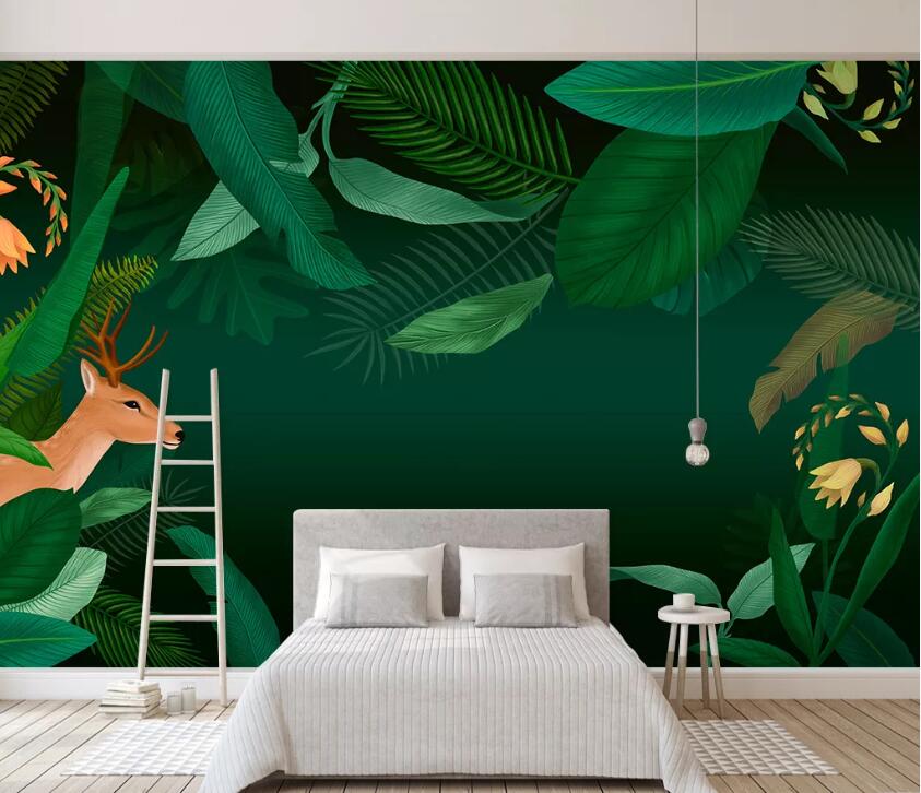 3D Green Leaf WC84 Wall Murals Wallpaper AJ Wallpaper 2 