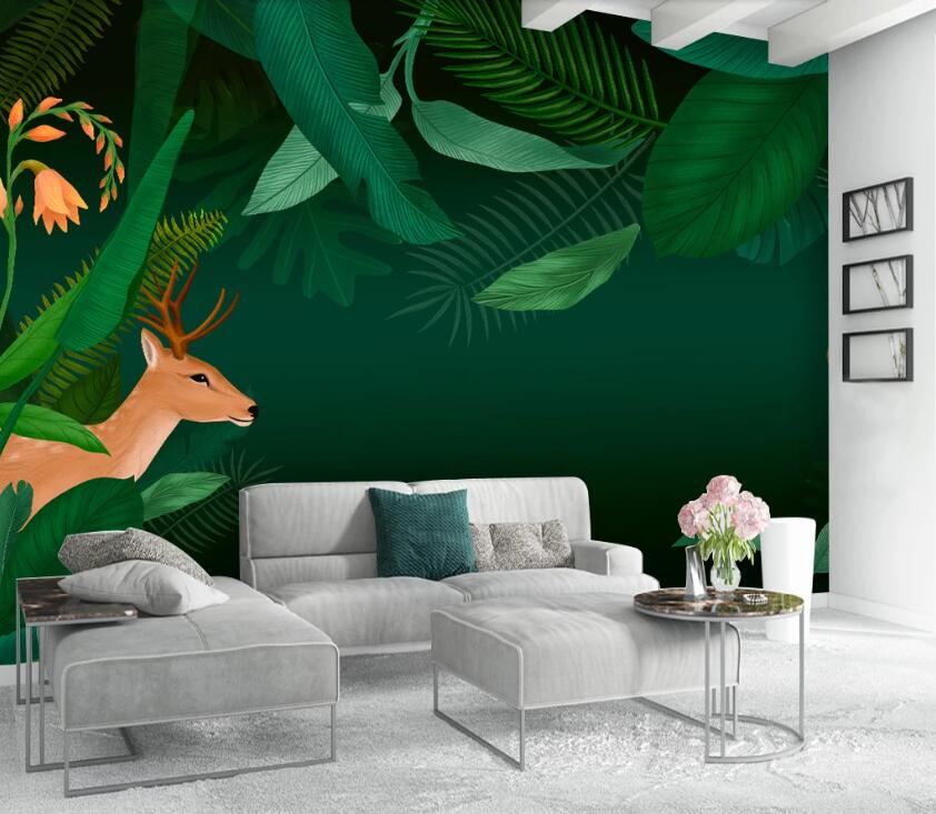 3D Green Leaf WC84 Wall Murals Wallpaper AJ Wallpaper 2 