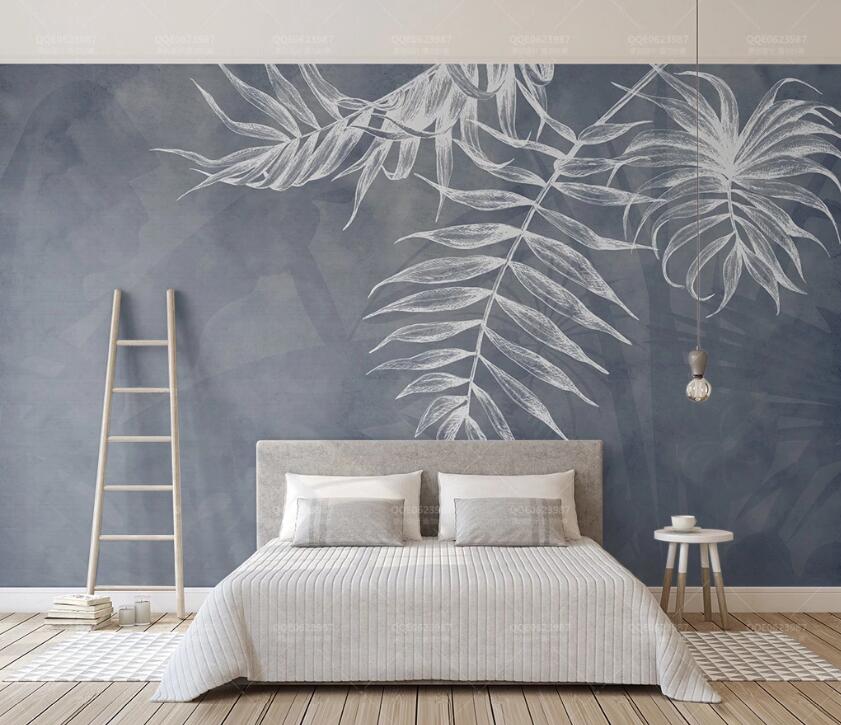 3D Chalk Leaves WC1723 Wall Murals