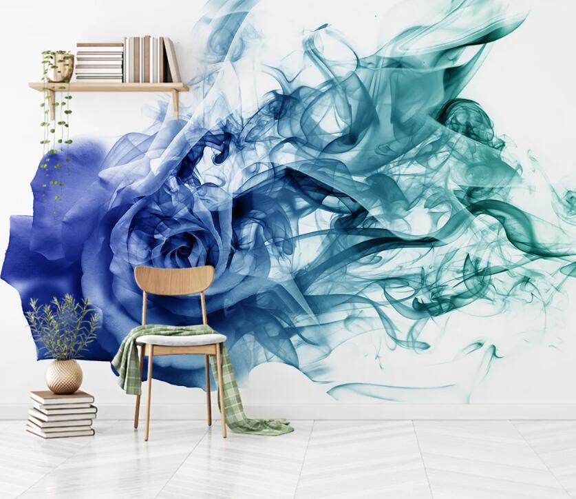 3D Blue Rose Ink WC1712 Wall Murals