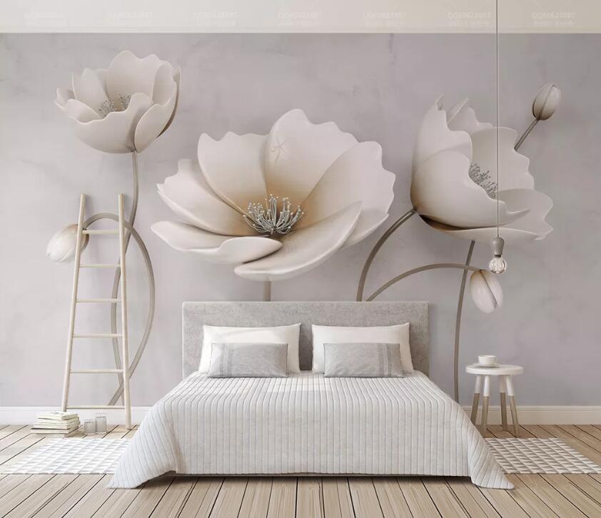 3D White Lotus WC1706 Wall Murals