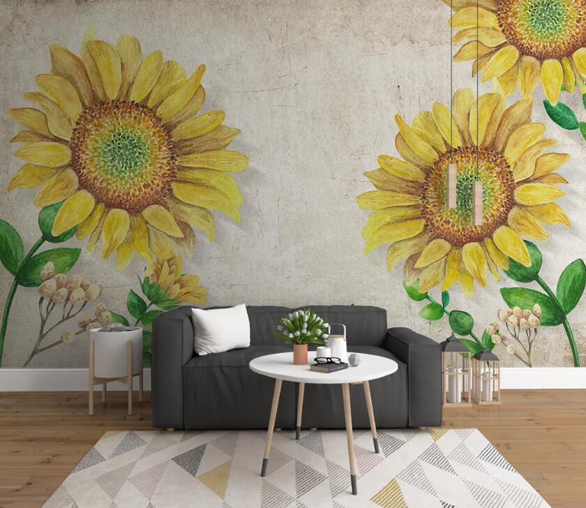 3D Sunflower Flower WC1702 Wall Murals